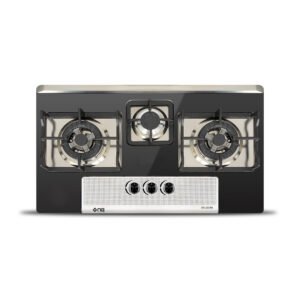 NasGas DG-222 BK Built-in Hob 3 Burner Gas Stove with Laser Cut Supports