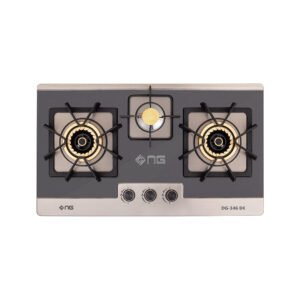 NasGas DG-346 BK Built-in Hob 3 Burner Black & Steel Design
